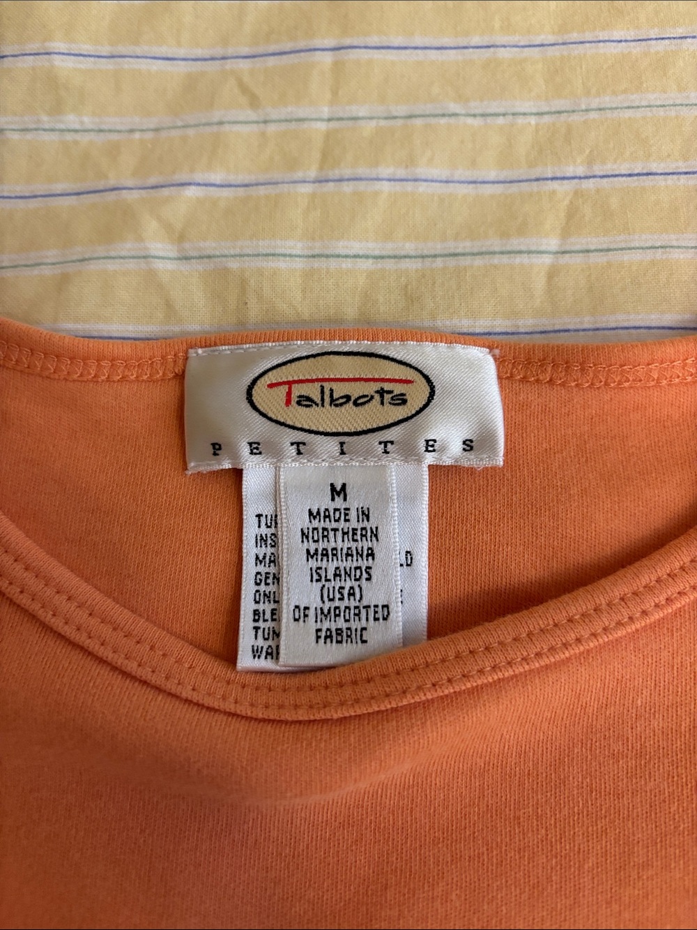 Talbots Women’s Petite M Bright Orange Short Sleeve Crewneck Tee - Picture 2 of 7